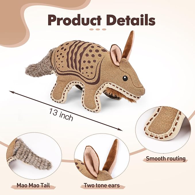 Durable Armadillo-Shaped Dog Toy for Chewing, Fetch & Interactive Play