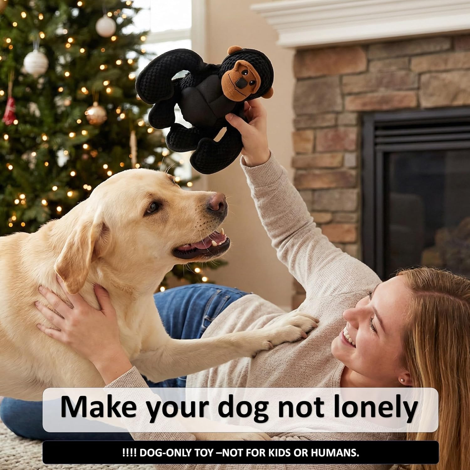 Black Monkey Plush Dog Toy – Interactive Soft Chew Toy for Dogs with Squeaker