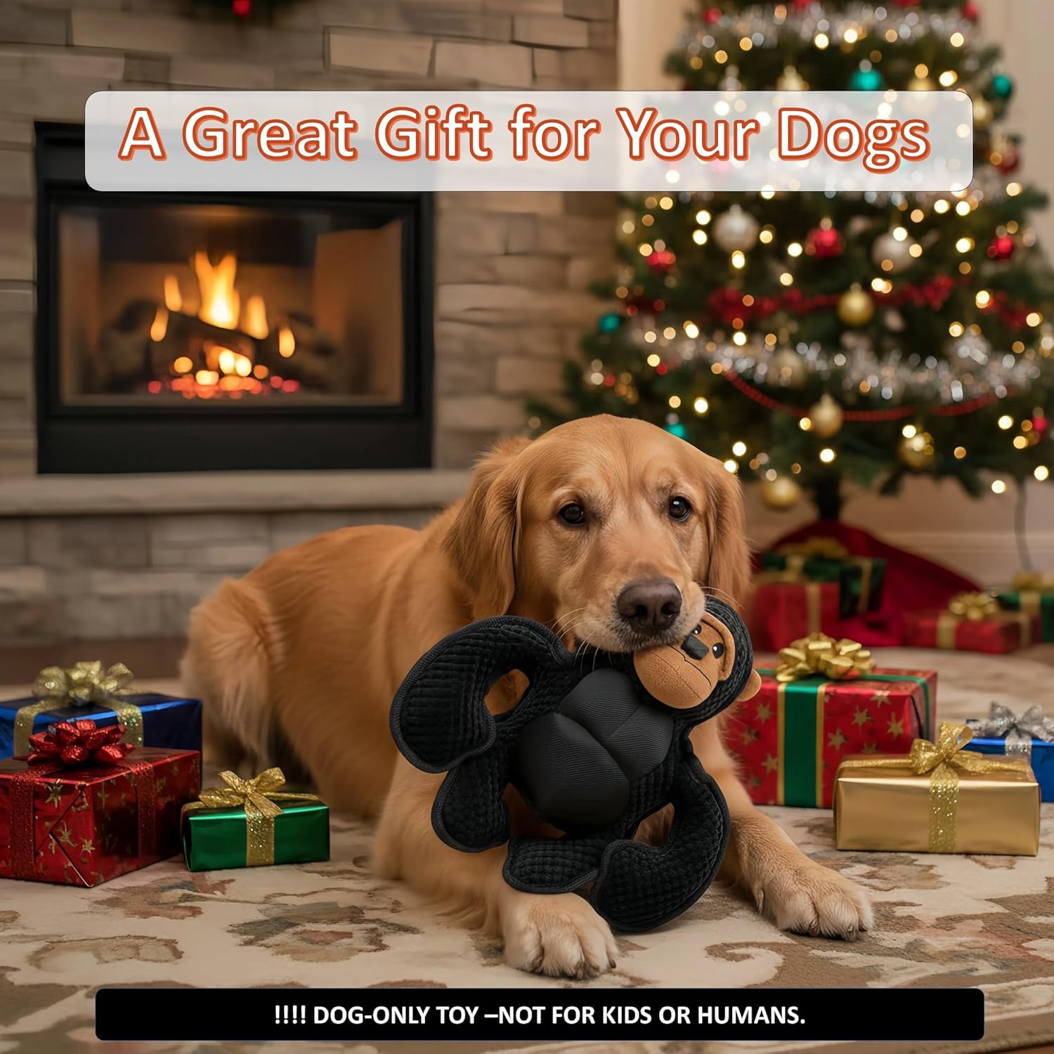 Black Monkey Plush Dog Toy – Interactive Soft Chew Toy for Dogs with Squeaker