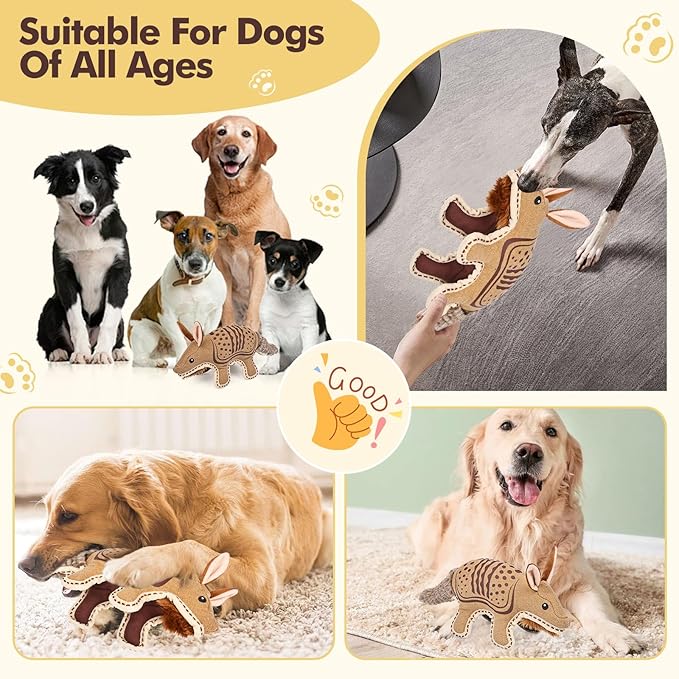 Durable Armadillo-Shaped Dog Toy for Chewing, Fetch & Interactive Play